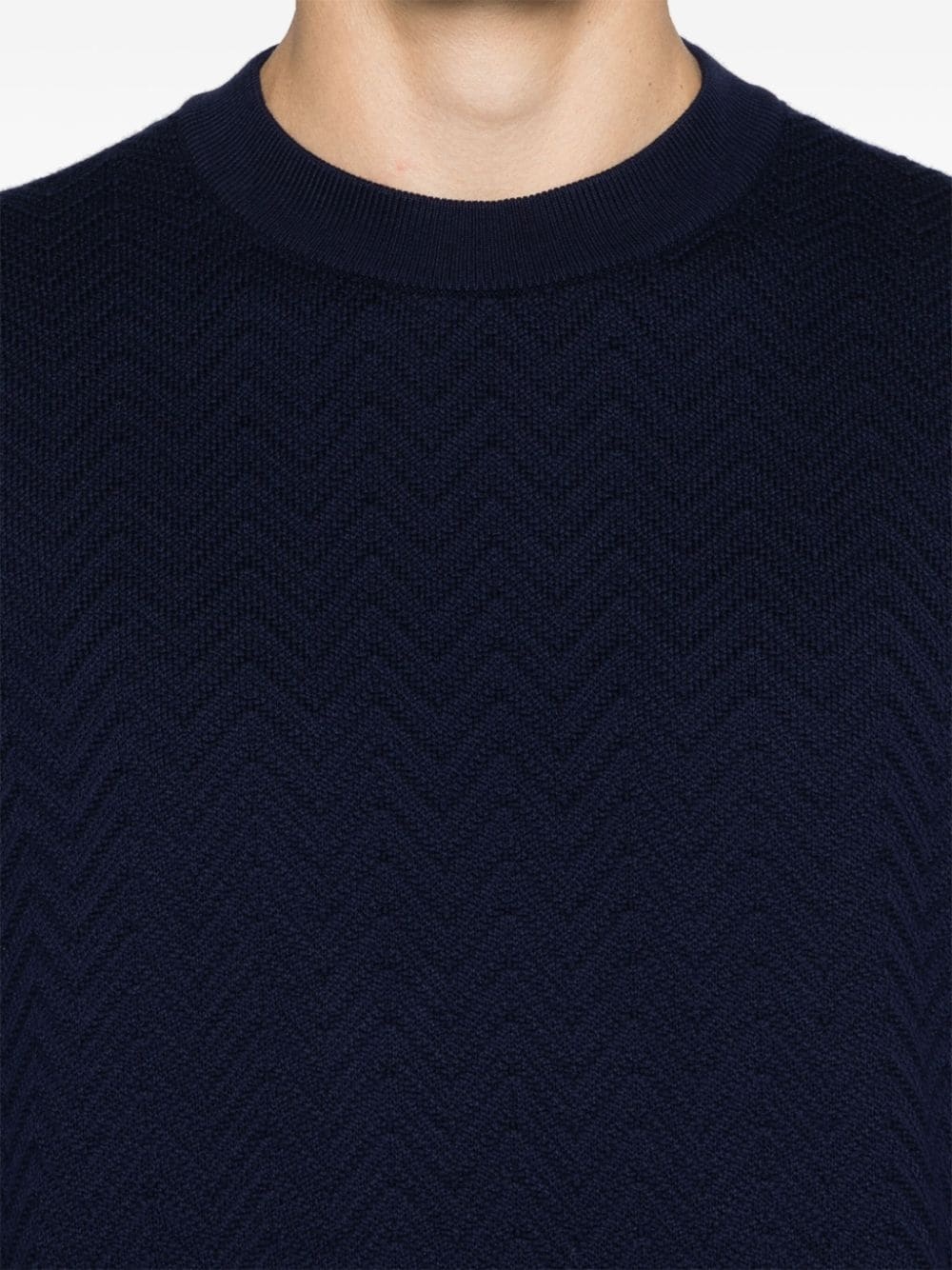 zigzag-woven cotton jumper - 5
