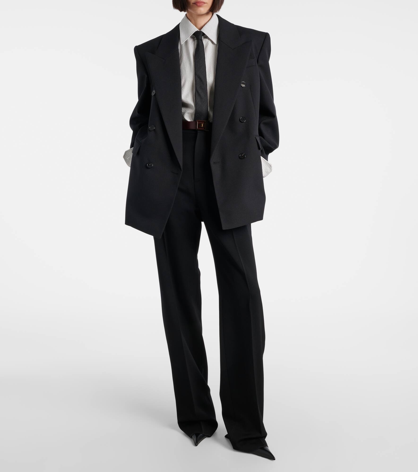 Double-breasted wool canvas blazer - 2