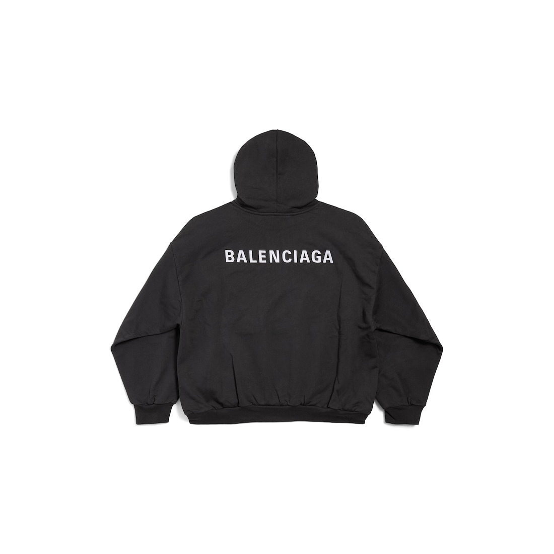 New Balenciaga Back Hoodie Medium Fit in Black - 7