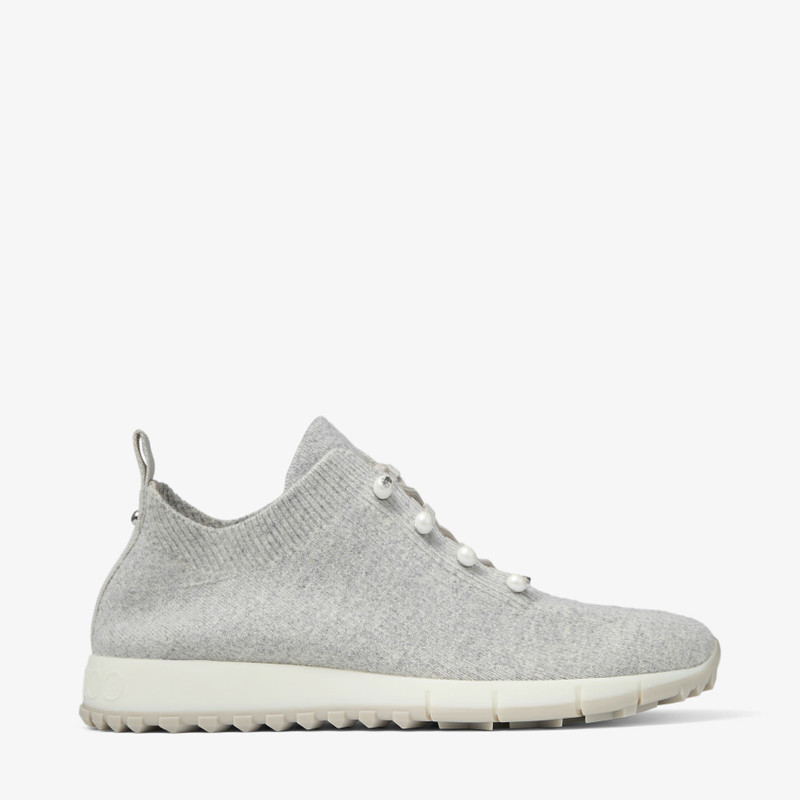 Veles Moon Mix Cashmere Melange Knit Trainers with Pearl Buttons 1