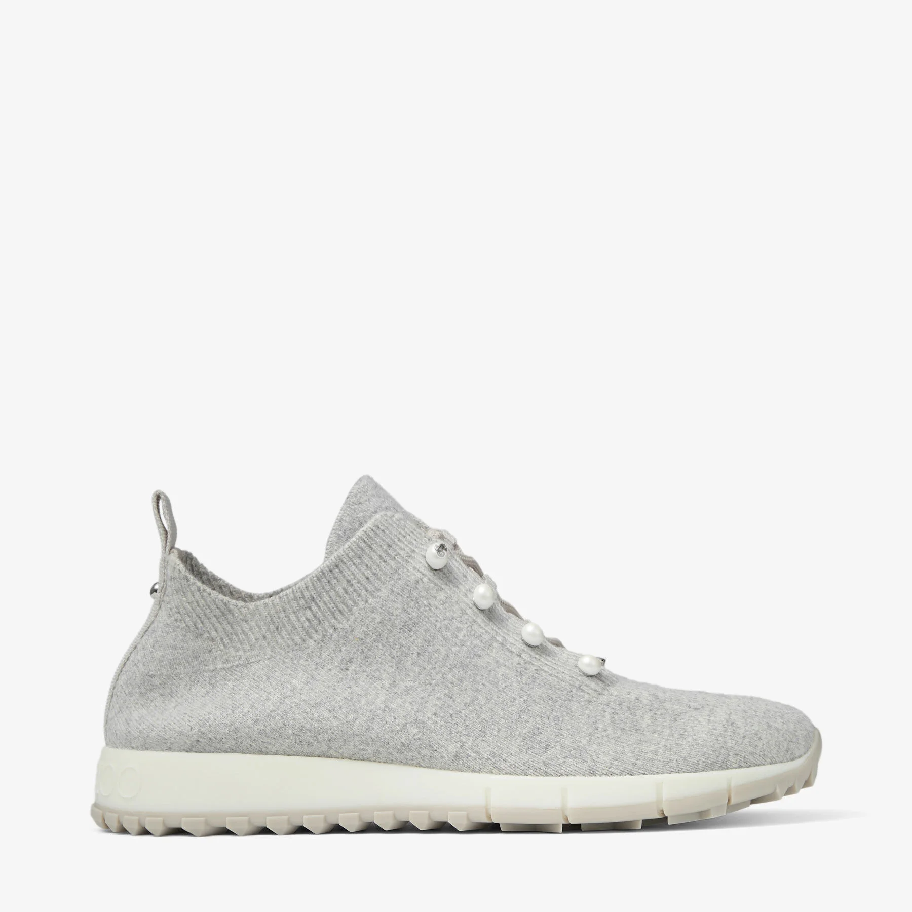 Veles Moon Mix Cashmere Melange Knit Trainers with Pearl Buttons - 1