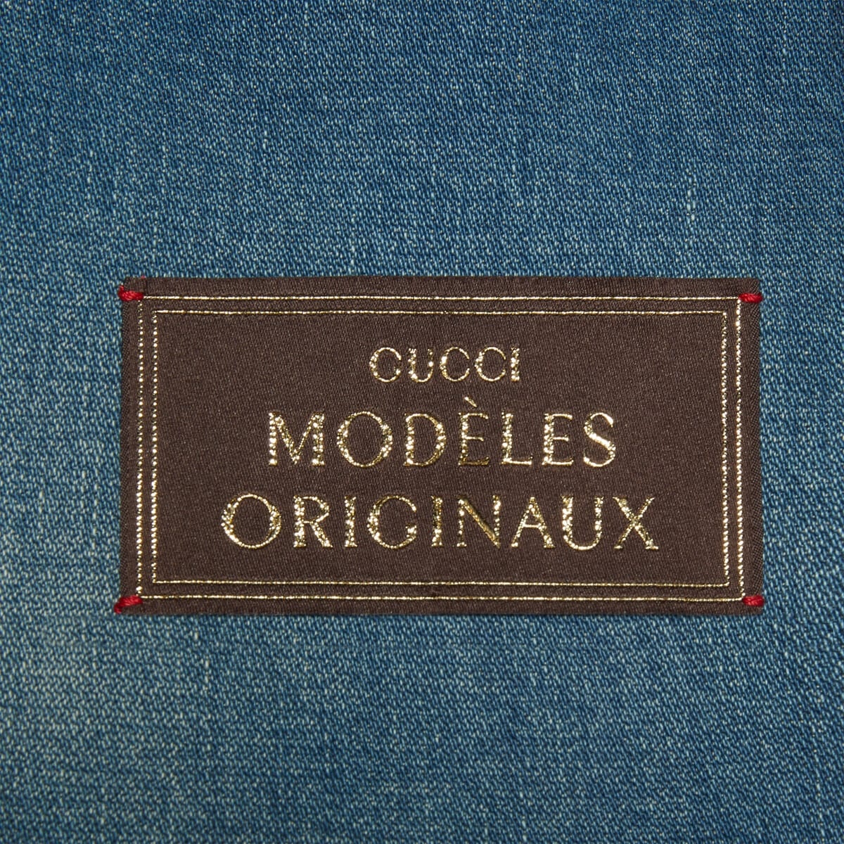 Denim flare pant with Gucci label - 5
