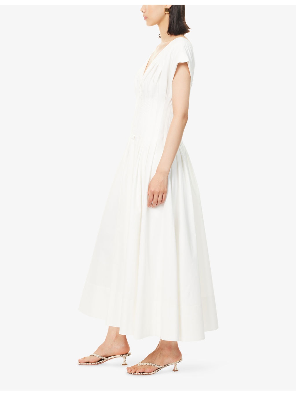 Nina Pleated Cotton-Blend Midi Dress - 3