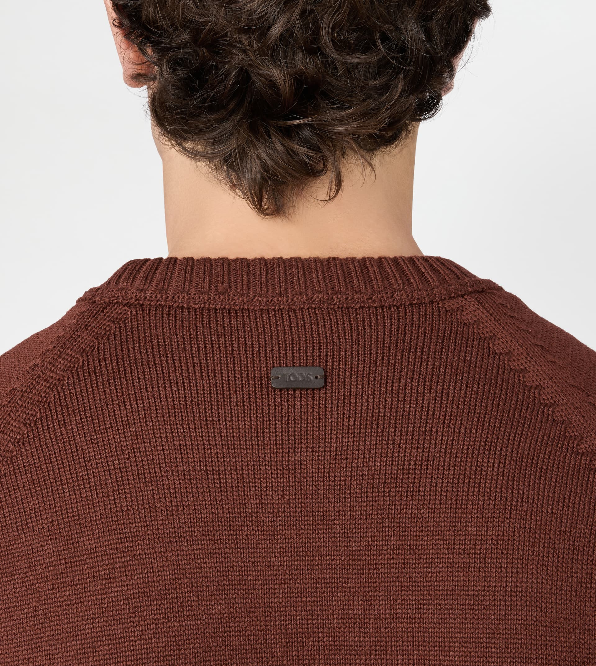 ROUND-NECK PULLOVER IN MERINO WOOL - BEIGE - 5