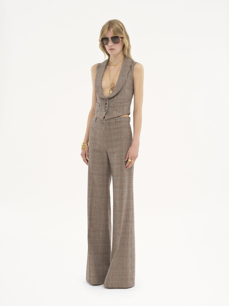 FLARED TAILORED PANTS IN PRINCE OF WALES WOOL 3