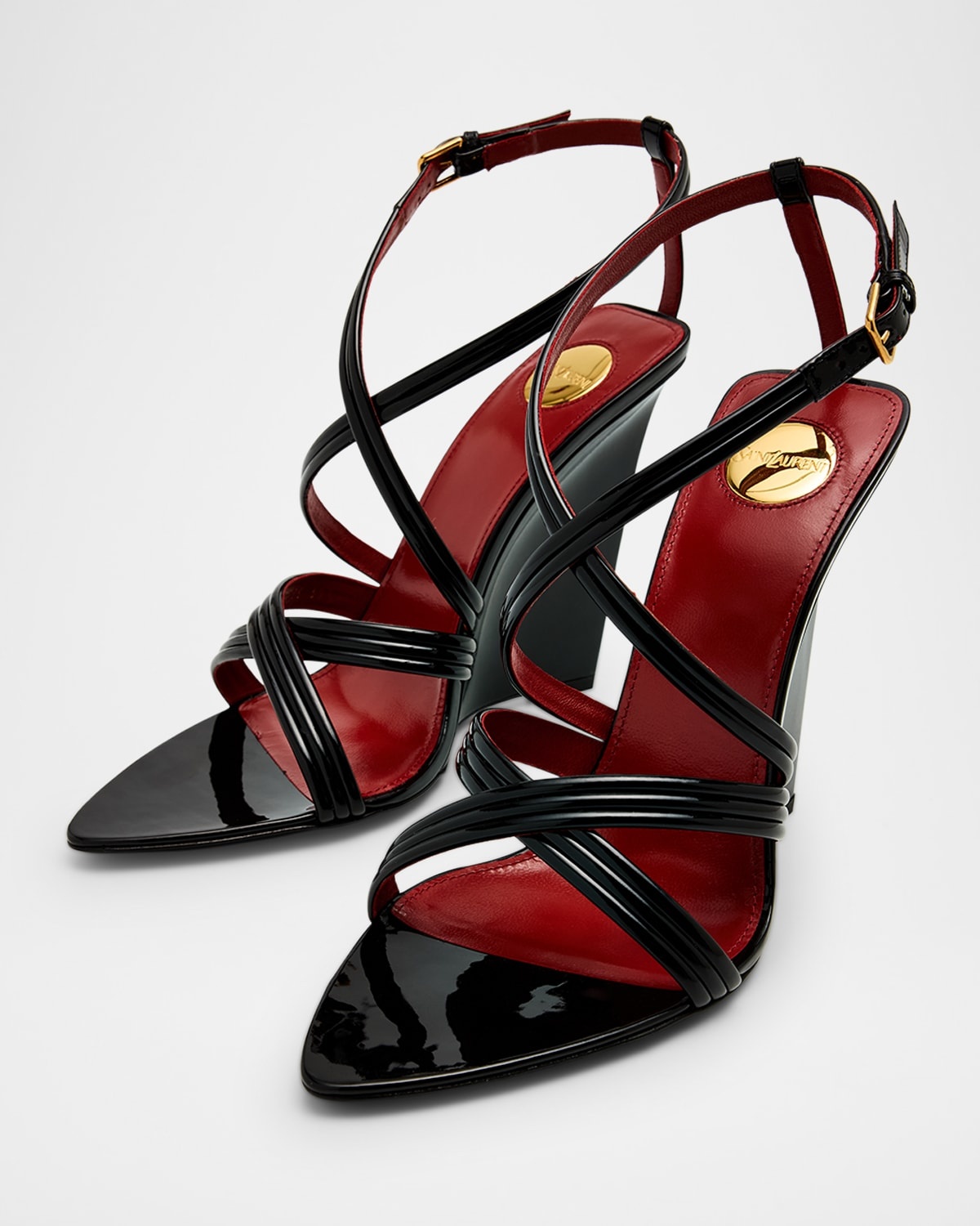 Rossi Leather Crisscross Wedge Sandals - 6