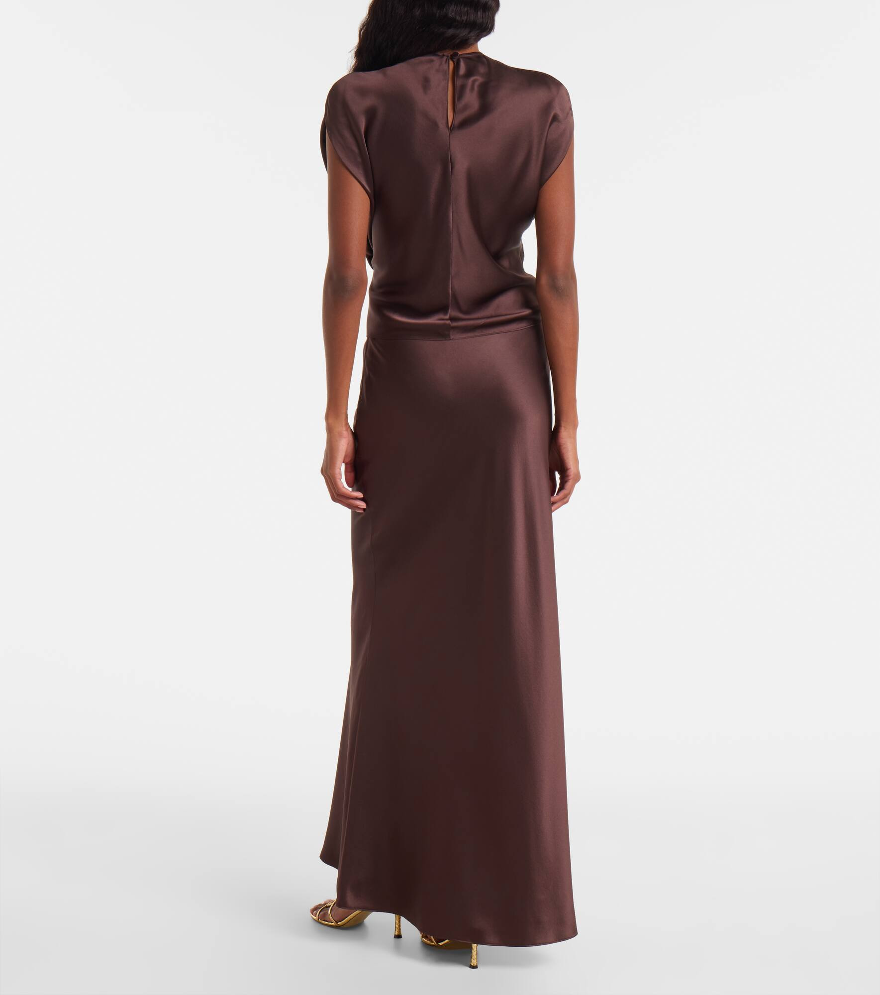 Draped silk satin top - 3