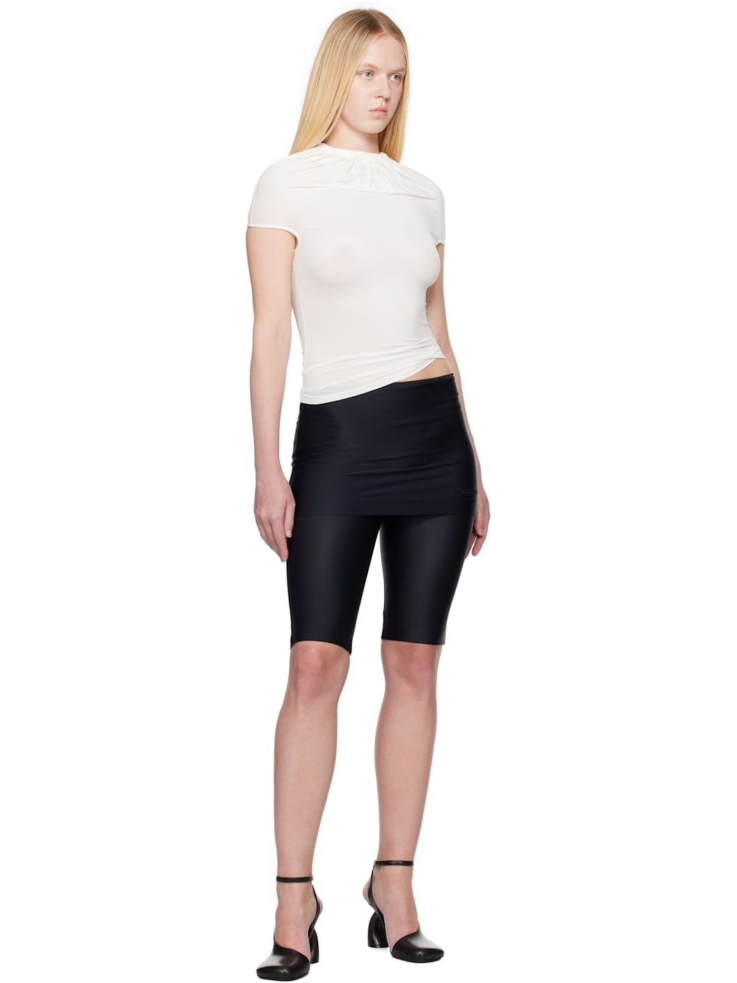 White Gathered Neck Tank Top - 4