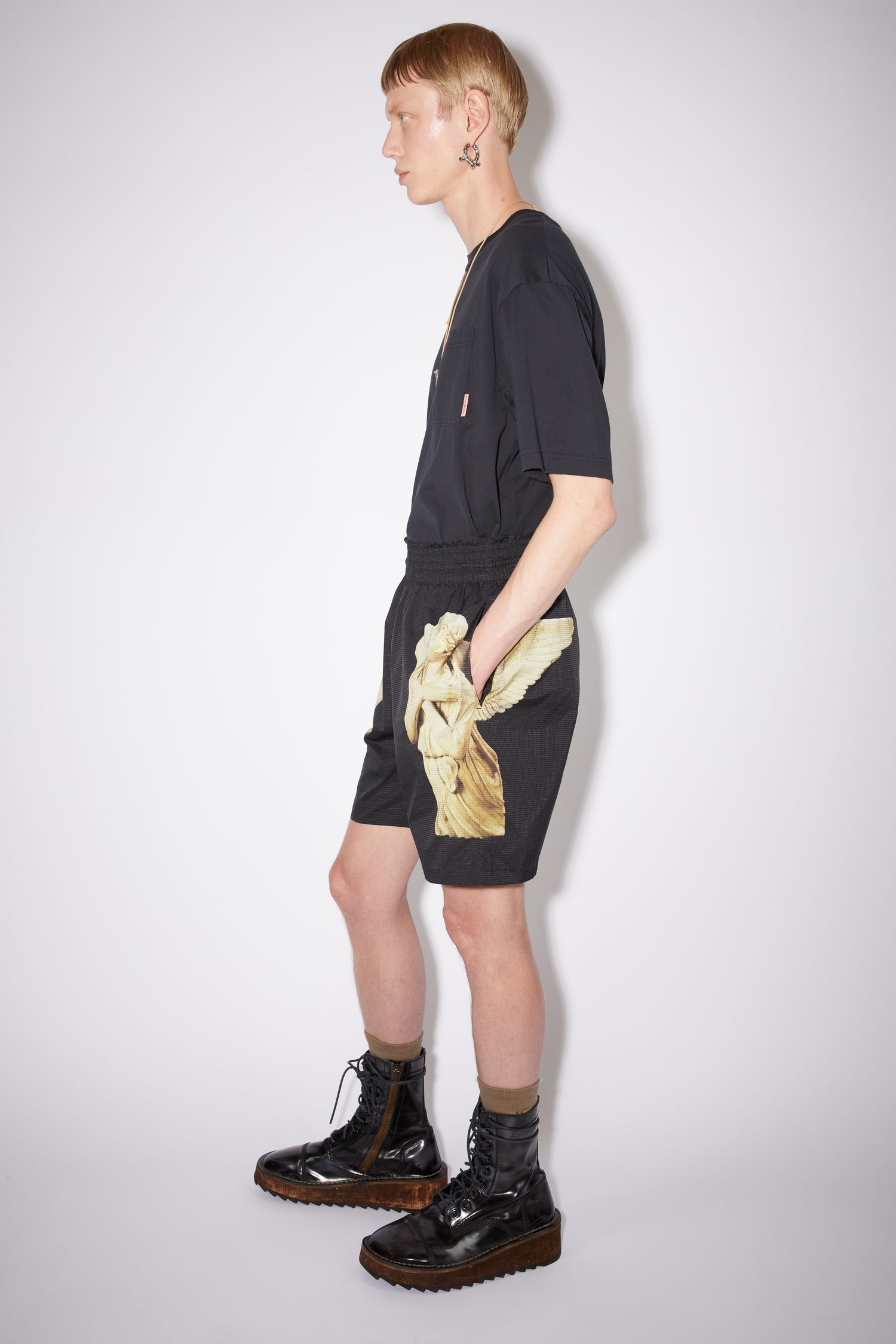 Printed swim shorts - Black - 4