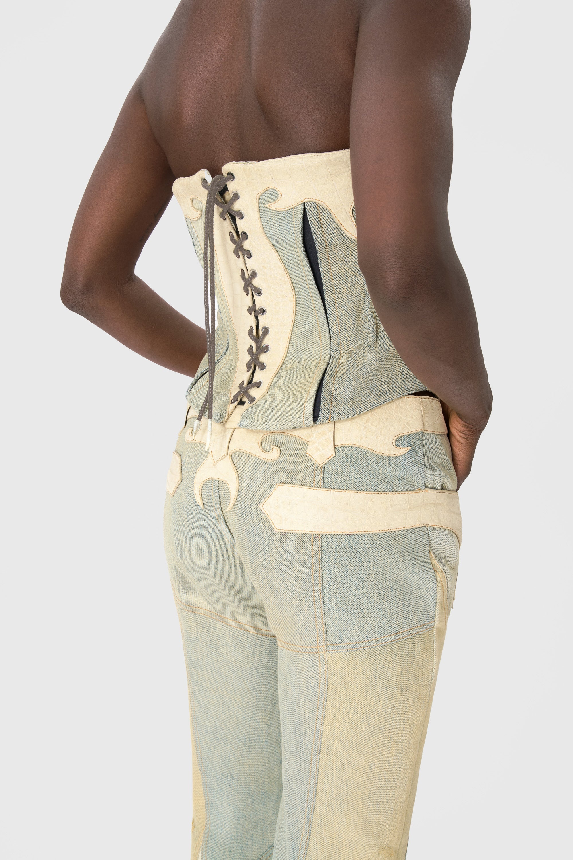 Regenerated Denim Bustier Top - 3