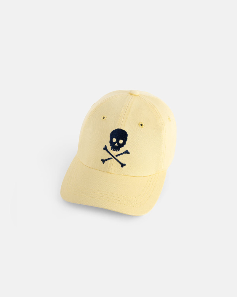MADE-IN-USA YELLOW SKULL & BONES EMBROIDERED DAD HAT 1