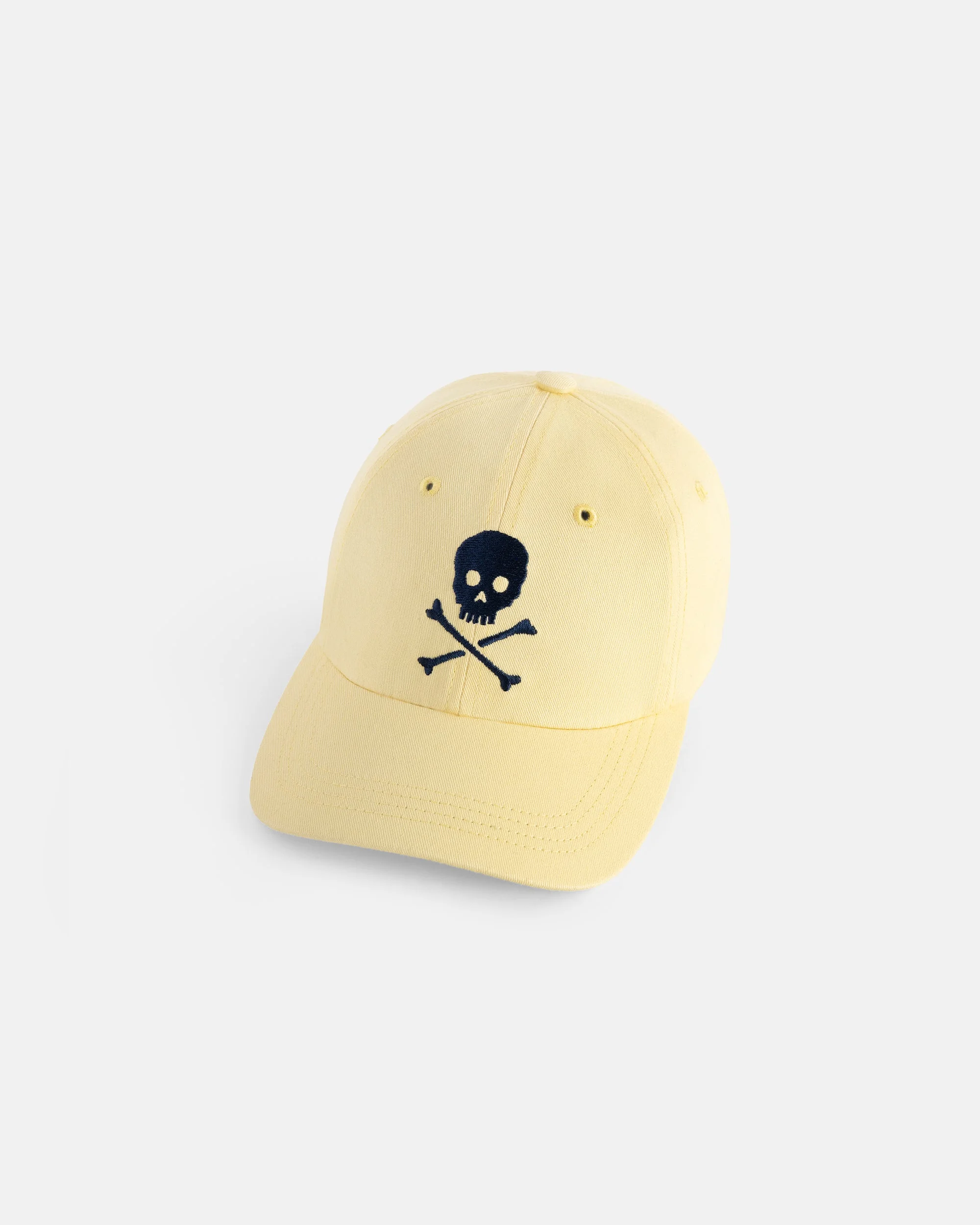 MADE-IN-USA YELLOW SKULL & BONES EMBROIDERED DAD HAT - 1