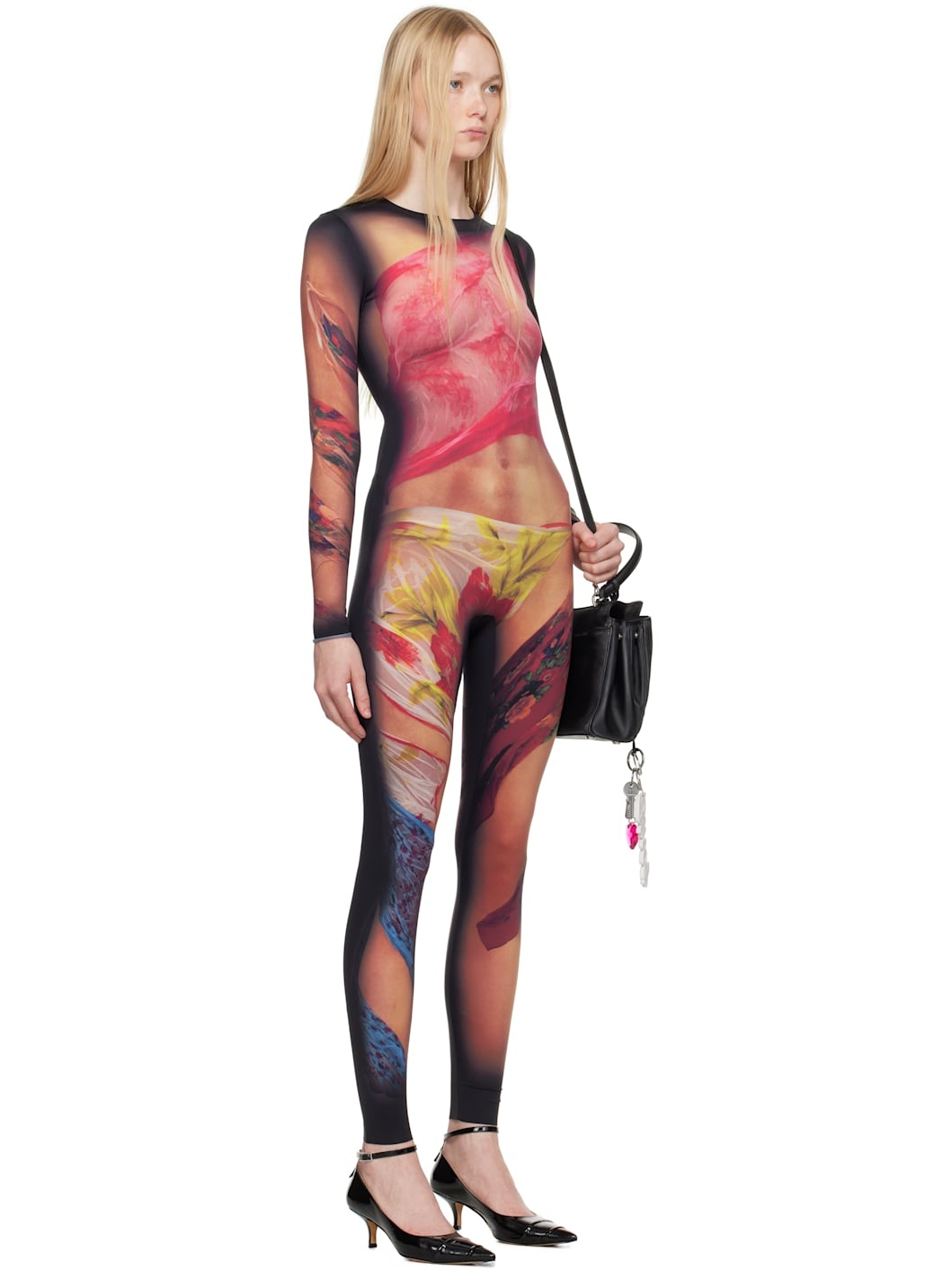 Multicolor Recycled Draped Statue Jersey Unitard - 2
