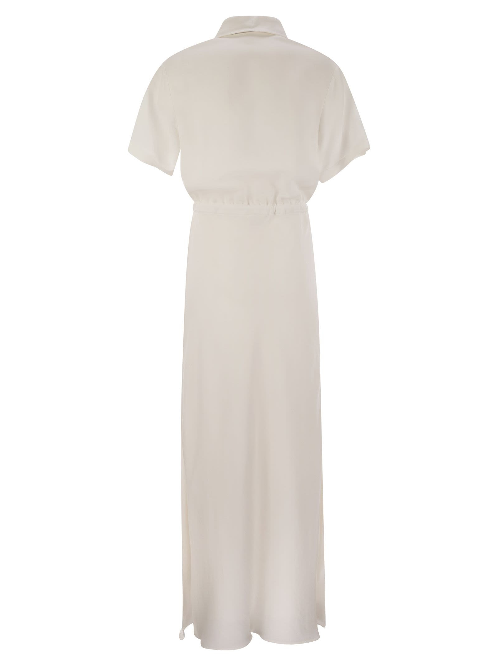 Brunello Cucinelli Women Fluid Viscose And Linen Twill Dress With Necklace - 2