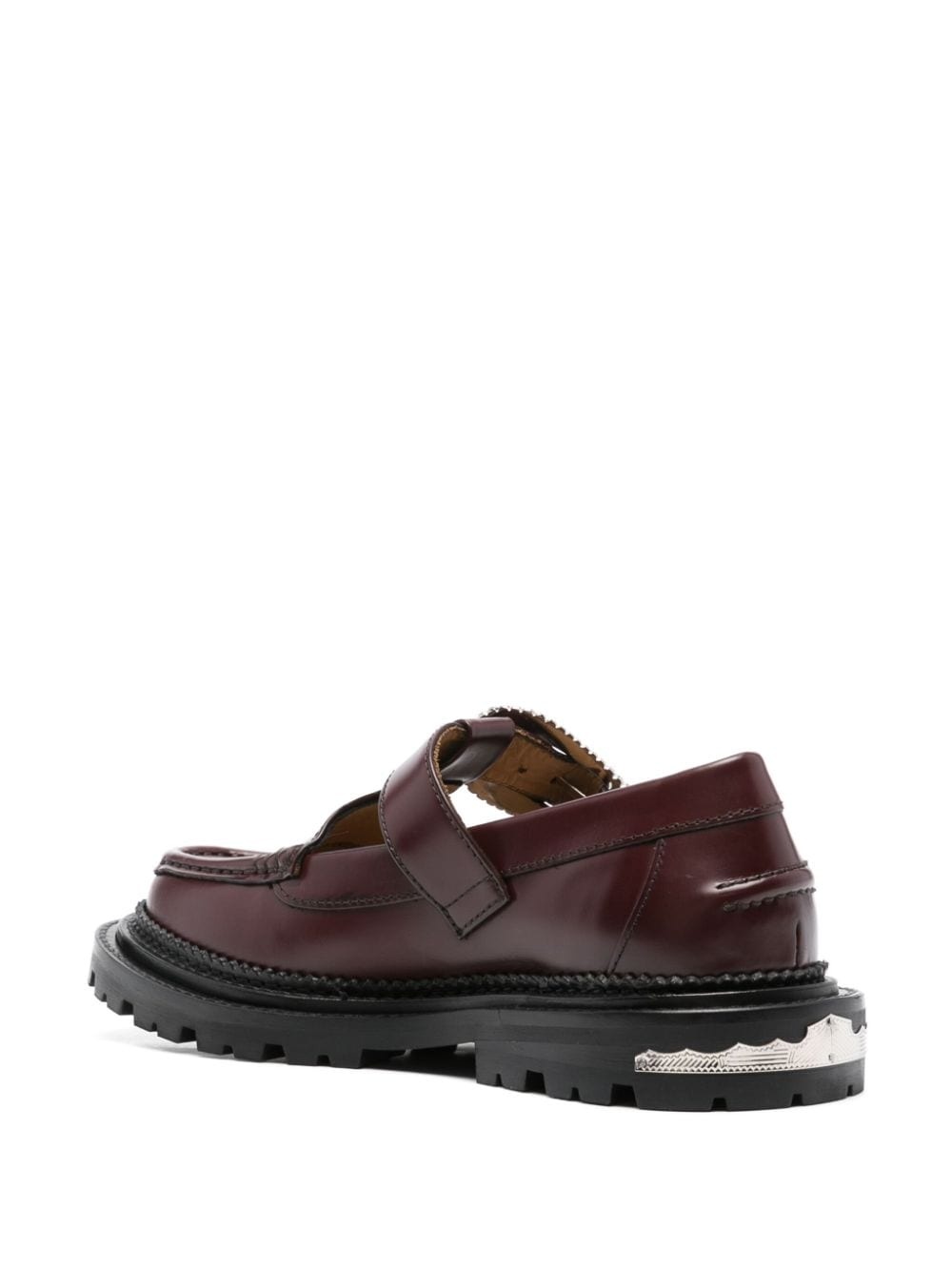 side-buckle 40mm leather loafers - 3