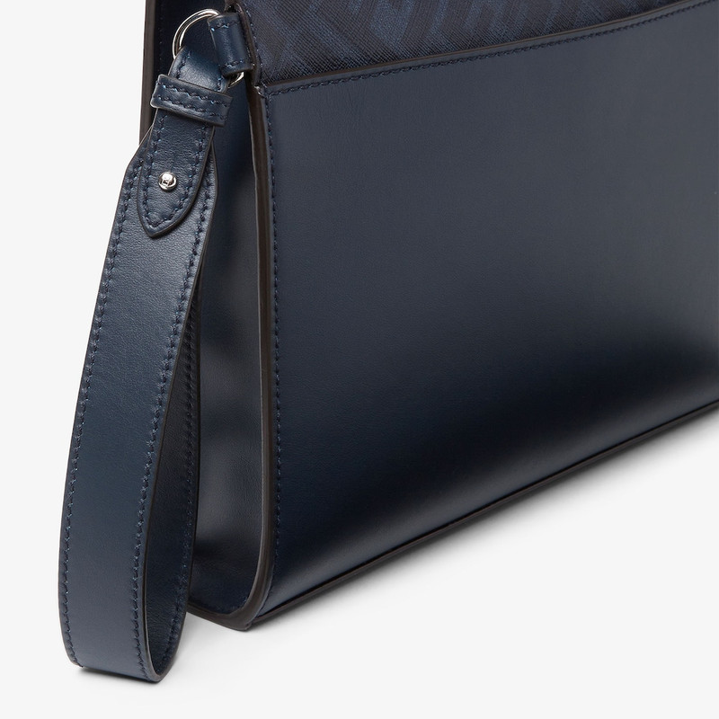 FF Squared Clutch Midnight blue leather and dark blue FF Canvas pouch 5