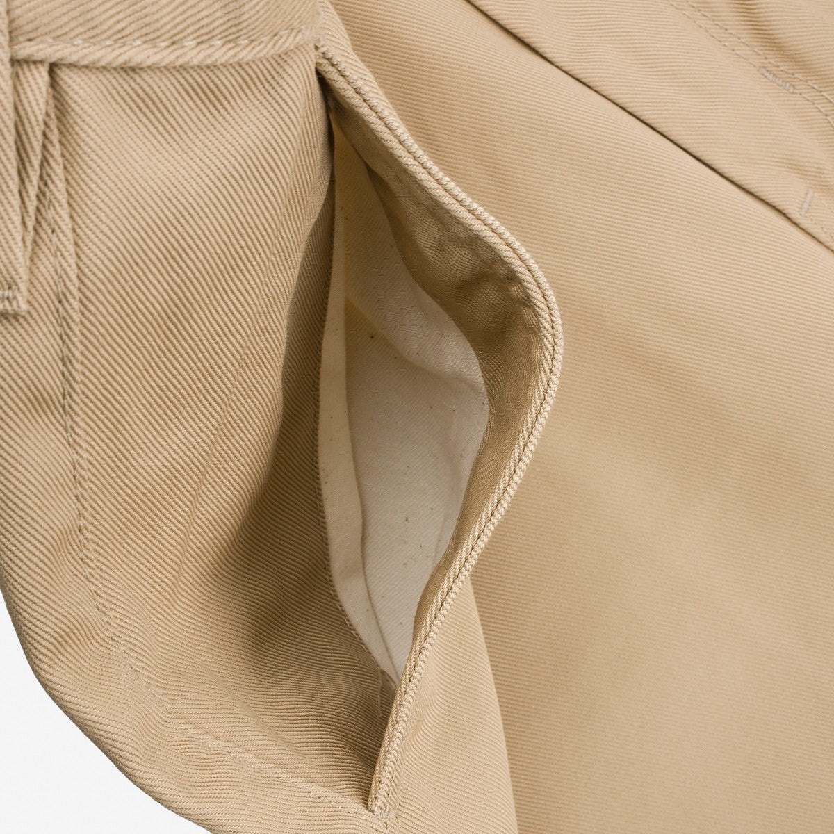 IH-721-KHA 9oz Mercerised Selvedge Cotton Slim Tapered Chinos Khaki - 4