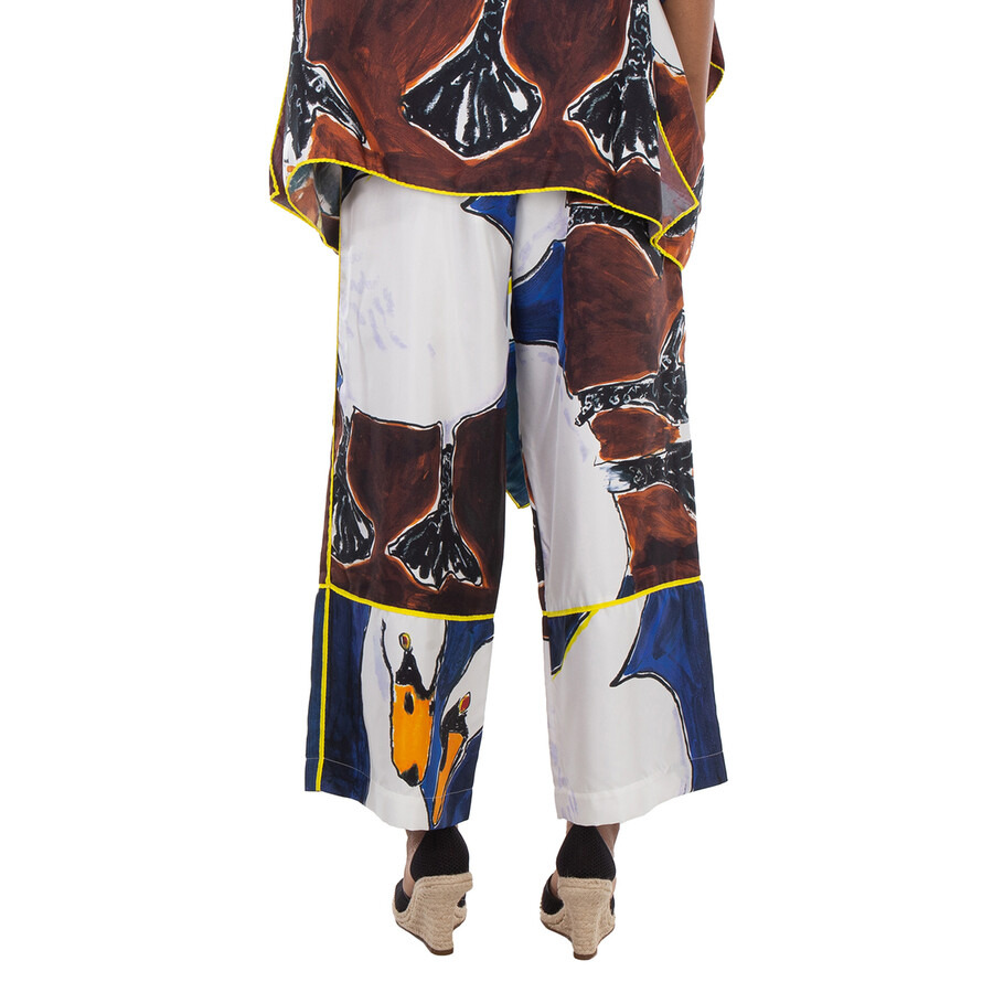 Burberry Graphic-Print Silk Flared Trousers - 4