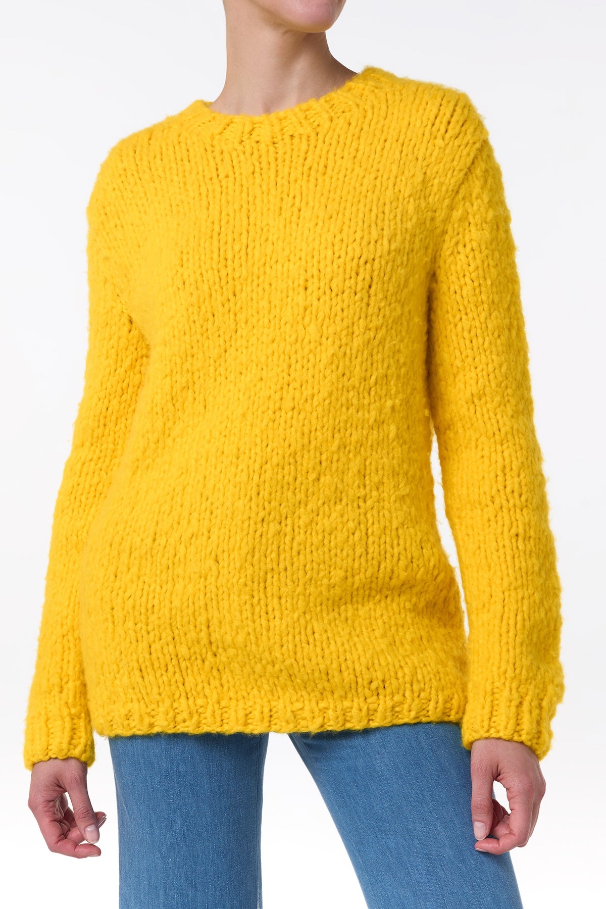 Lawrence Knit Sweater in Cadmium Yellow Welfat Cashmere - 4