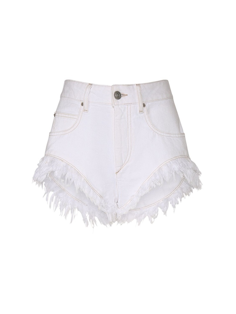 Eneidao fringed cotton denim shorts - 1