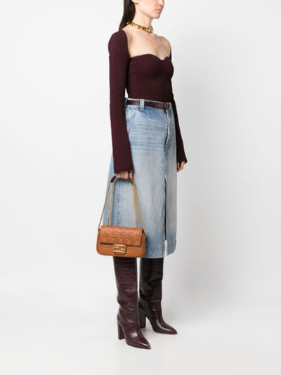 FENDI Brown Baguette Chain Medium Leather Shoulder Bag outlook