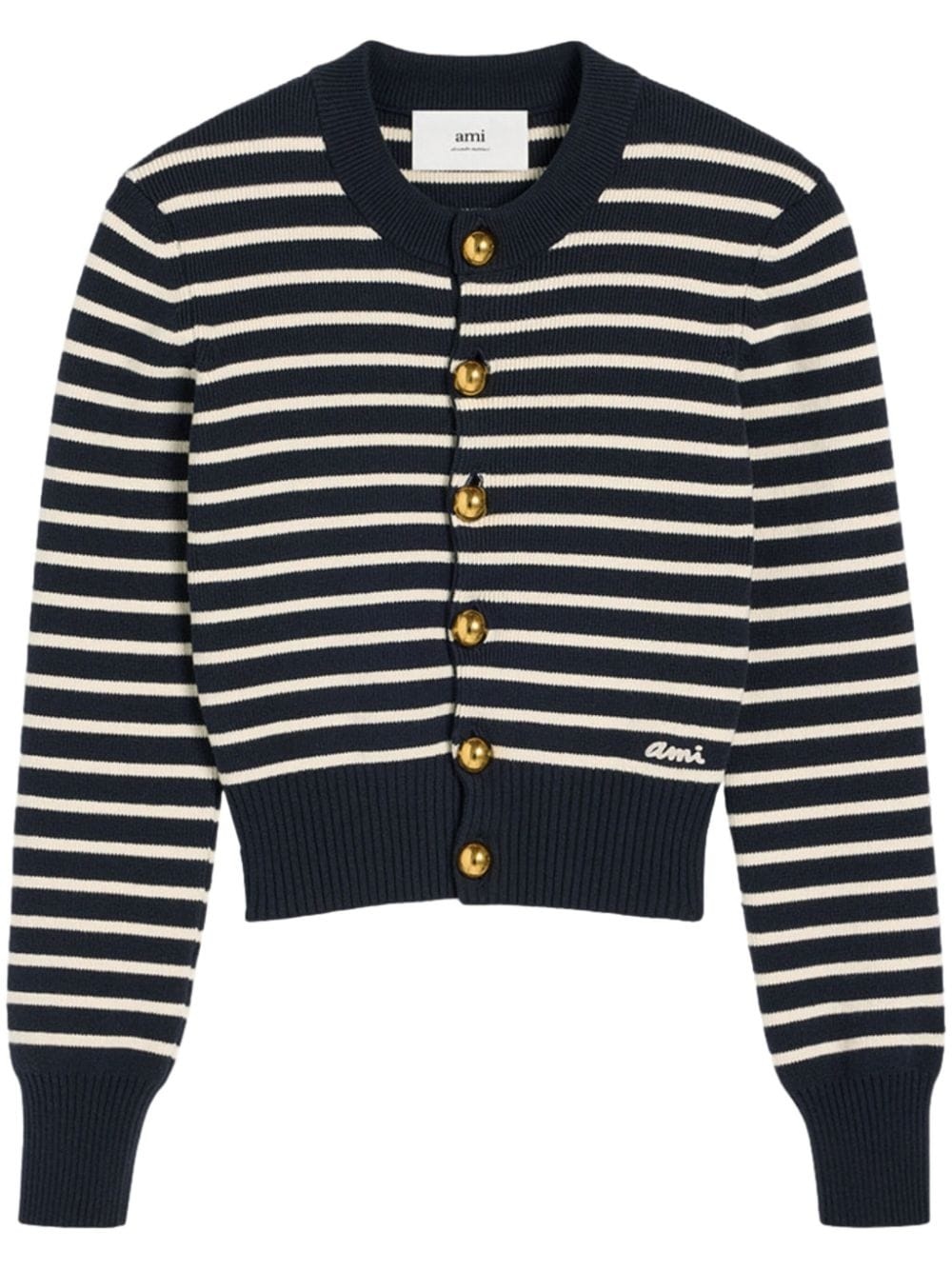 stripe-pattern cotton-blend cardigan - 1
