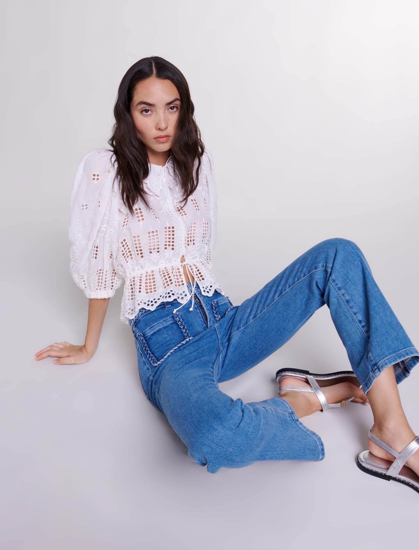 Embroidered ramie blouse - 10