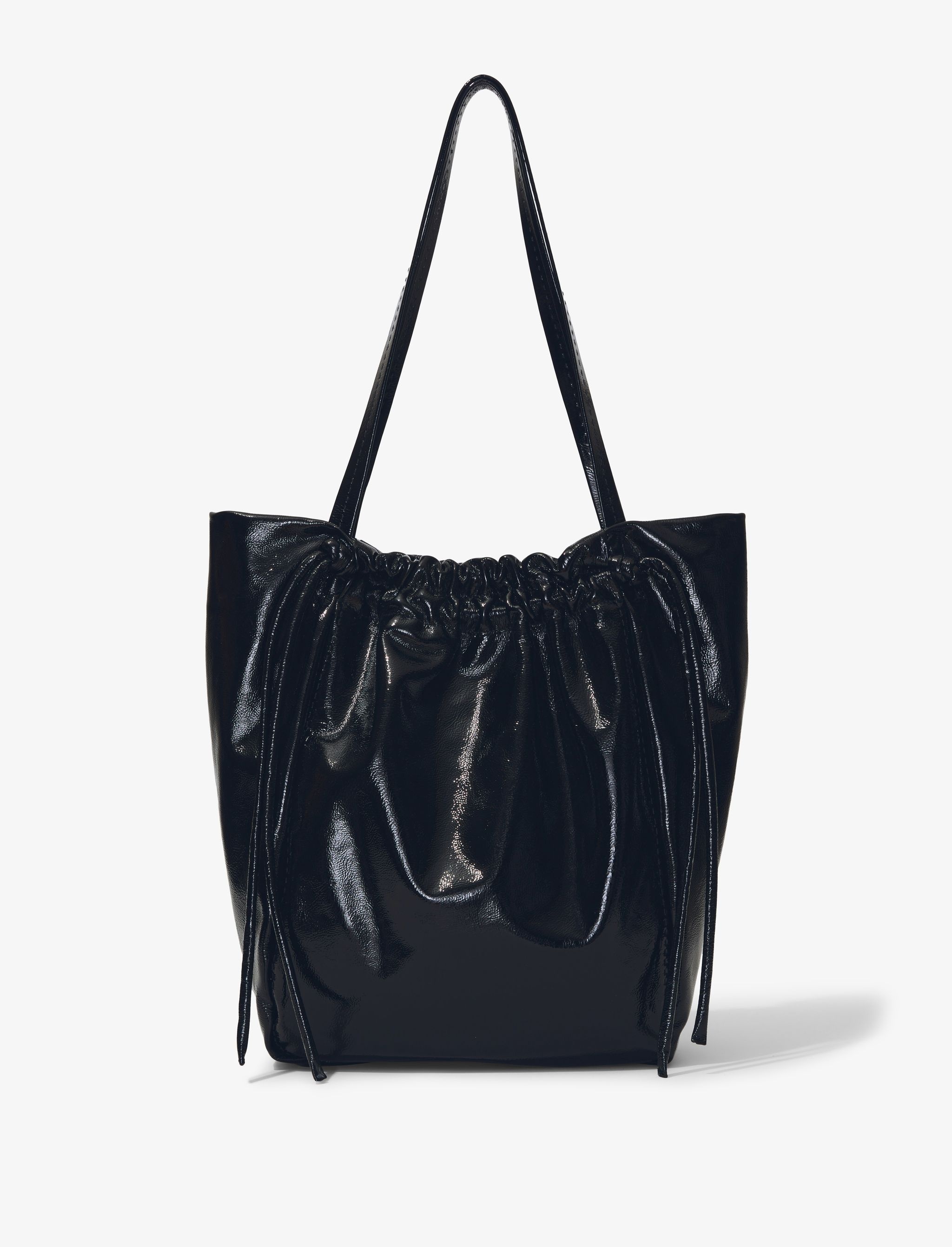 Crinkled Patent Drawstring Tote - 4