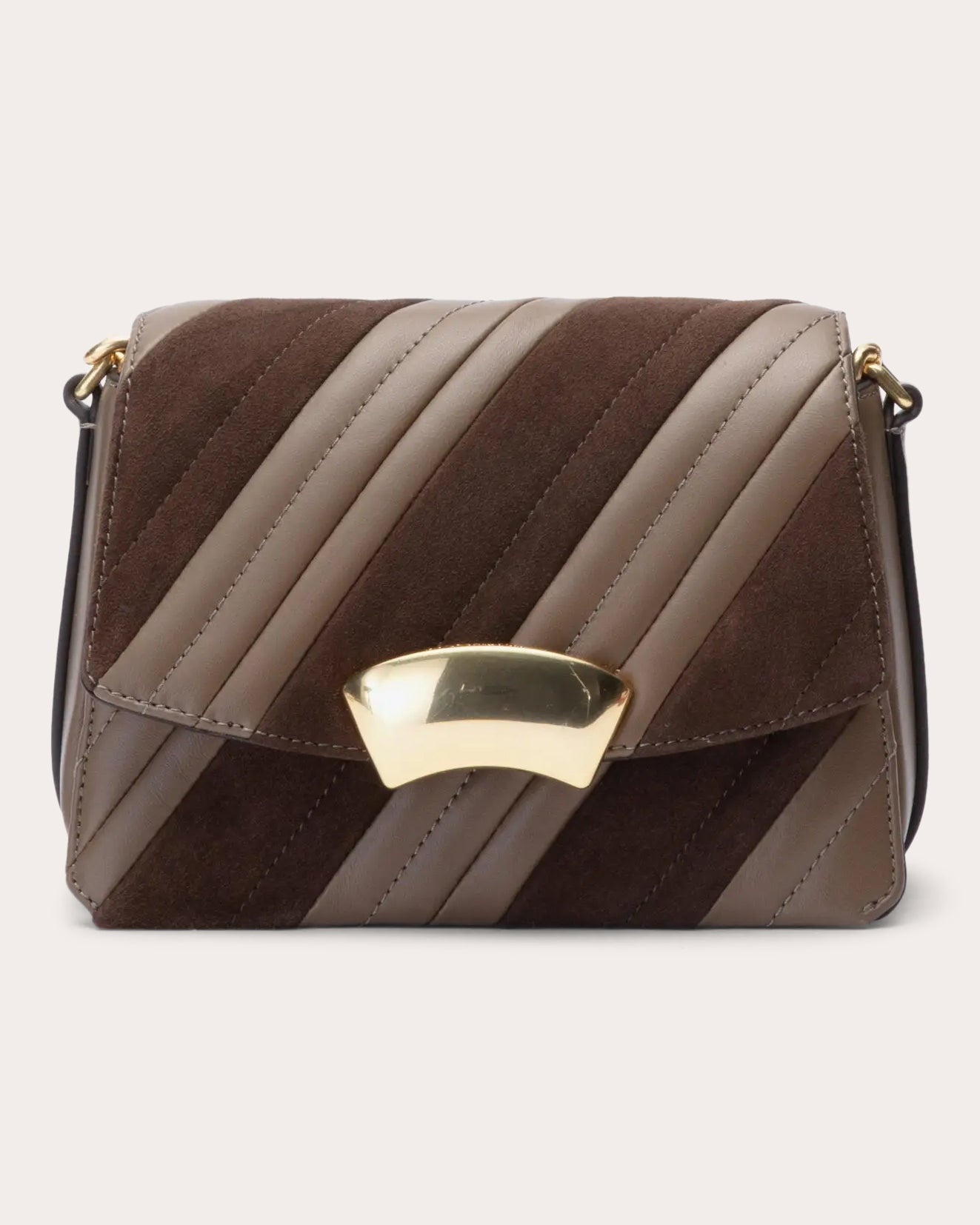 ID Paneled Quilted Leather & Suede Shoulder Bag - 3
