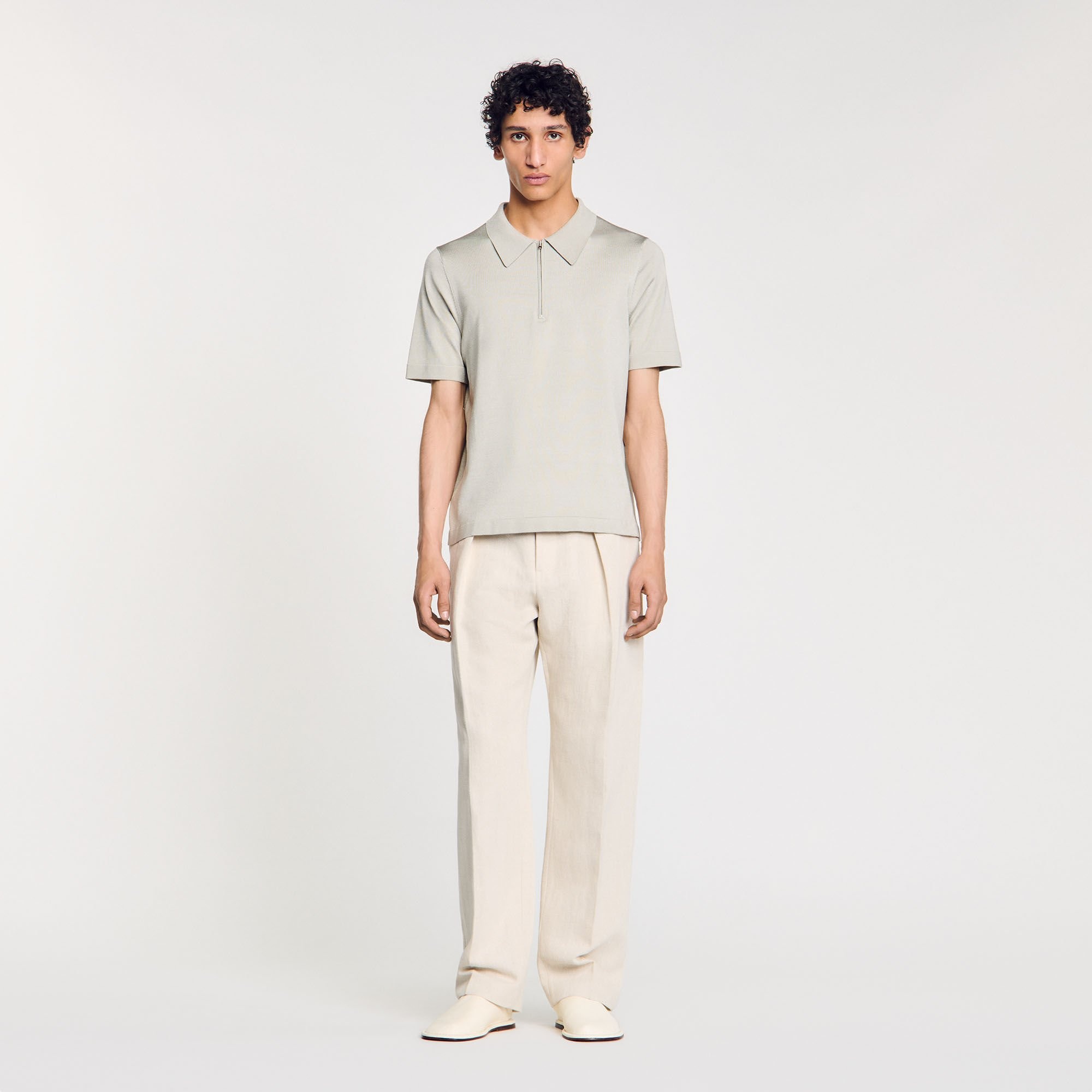 KNITTED POLO SHIRT WITH ZIP COLLAR - 2