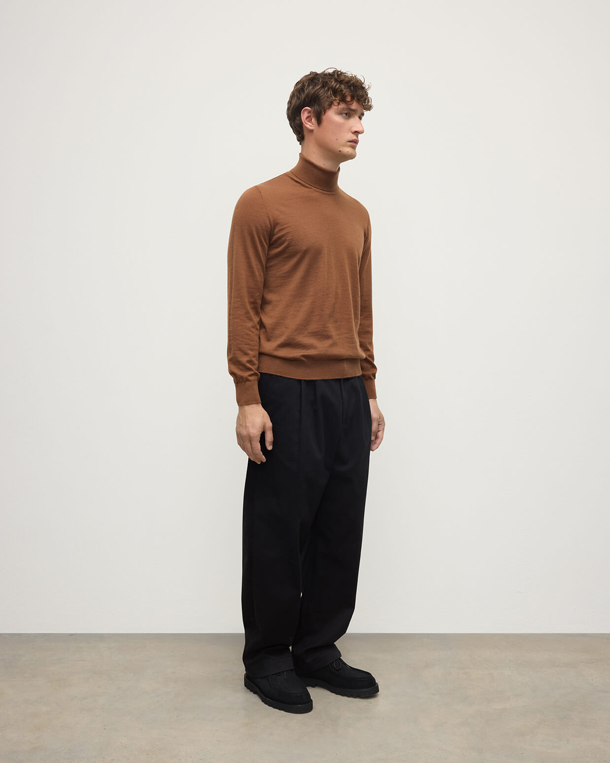 Superfine Cashmere Camel Roll Neck Jumper - 3