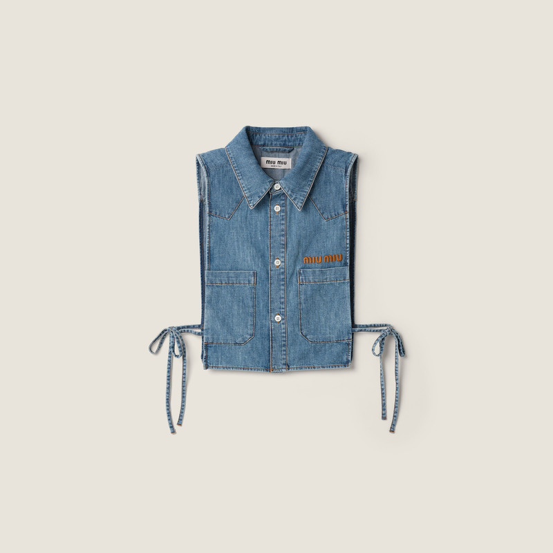 Cropped chambray tie shirt 1