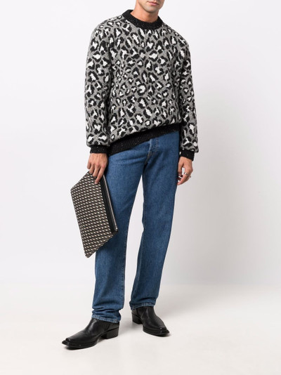 Alanui leopard-intarsia wool-blend jumper outlook