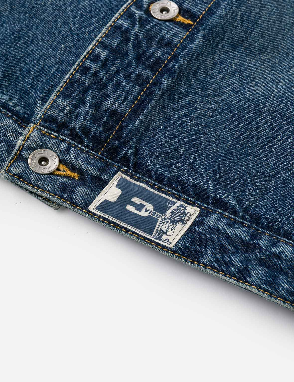 Distressed Seagull Print and Frayed Logo Patch Embroidery Relax Fit Denim Jacket - 11
