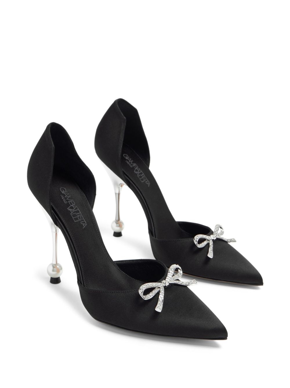105mm bow-embellished satin pumps - 5