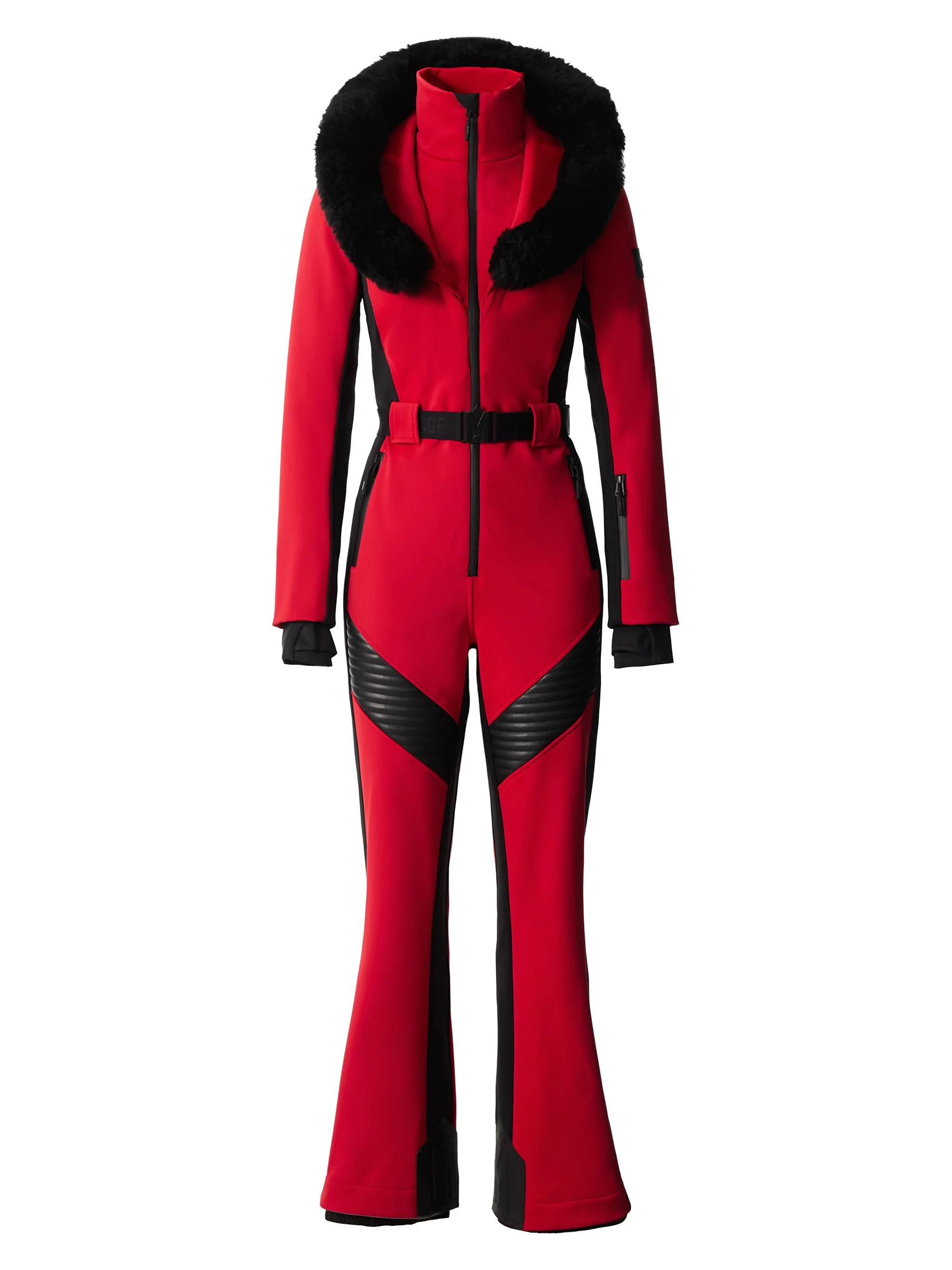 Women's Elle Shearling Trim Ski Suit - Red - 1