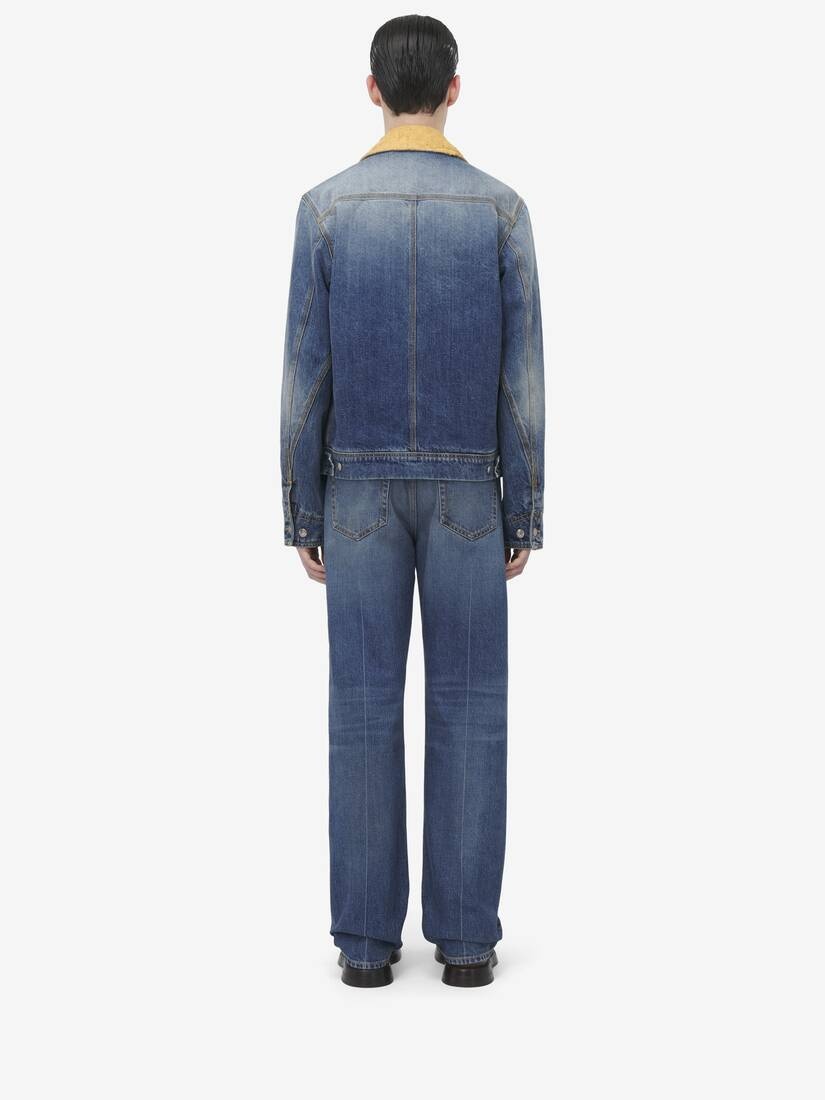 Suede Collar Denim Jacket - 5