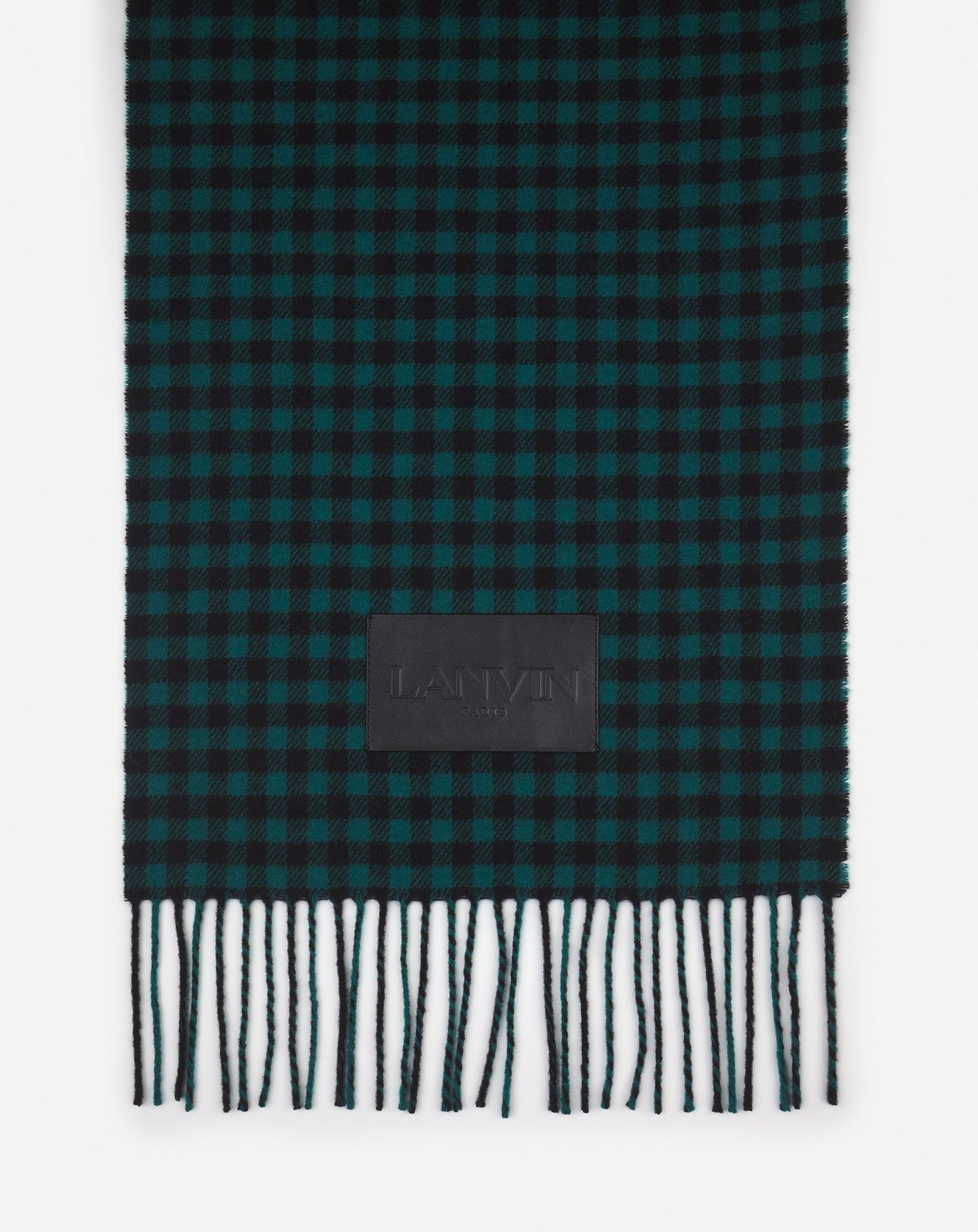 CHECK PRINT WOOL SCARF - 4