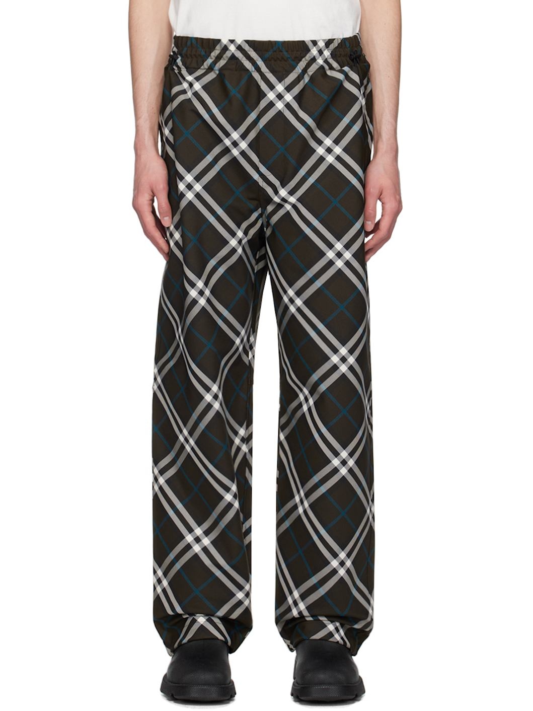Khaki Check Track Pants - 1