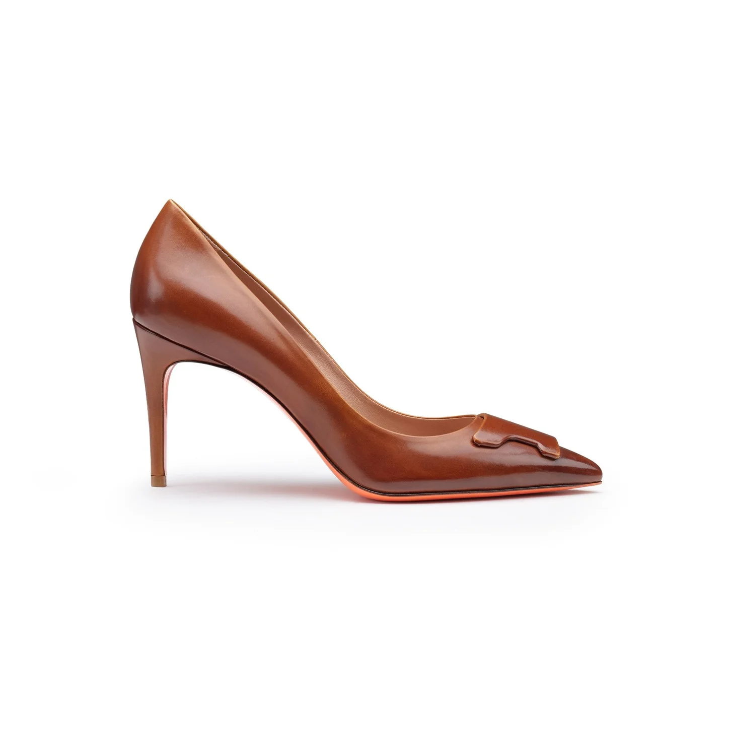 Women's brown leather high-heel Santoni Sibille pump - 1