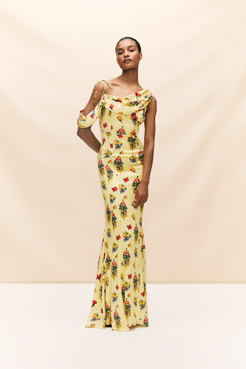 BRULEE MAXI DRESS IN SILK SATIN IN VERSAILLES GARDEN 4