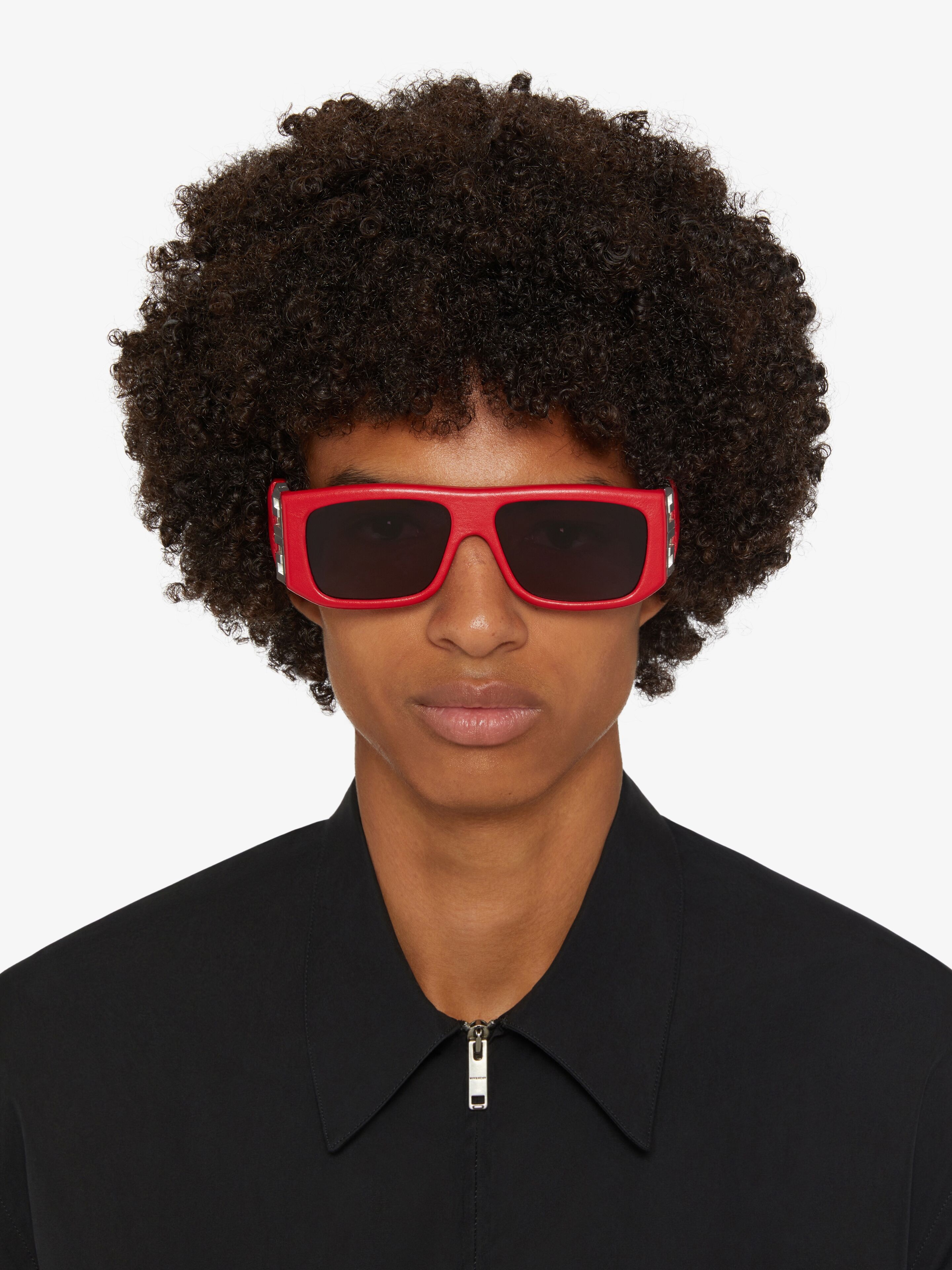 4G UNISEX SUNGLASSES IN QUILTED LEATHER AND ACETATE - 4