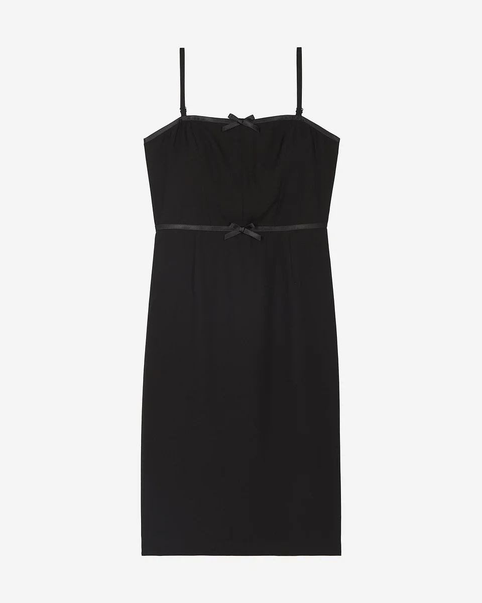SHORT DRESS WITH BLACK BOW DETAIL - 1