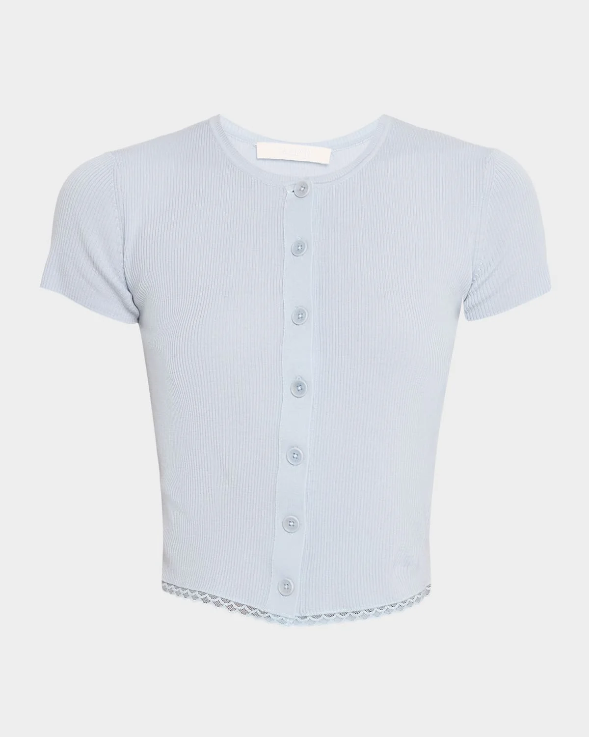Adelaide Slim Short-Sleeve Cardigan with Lace Trim - 1
