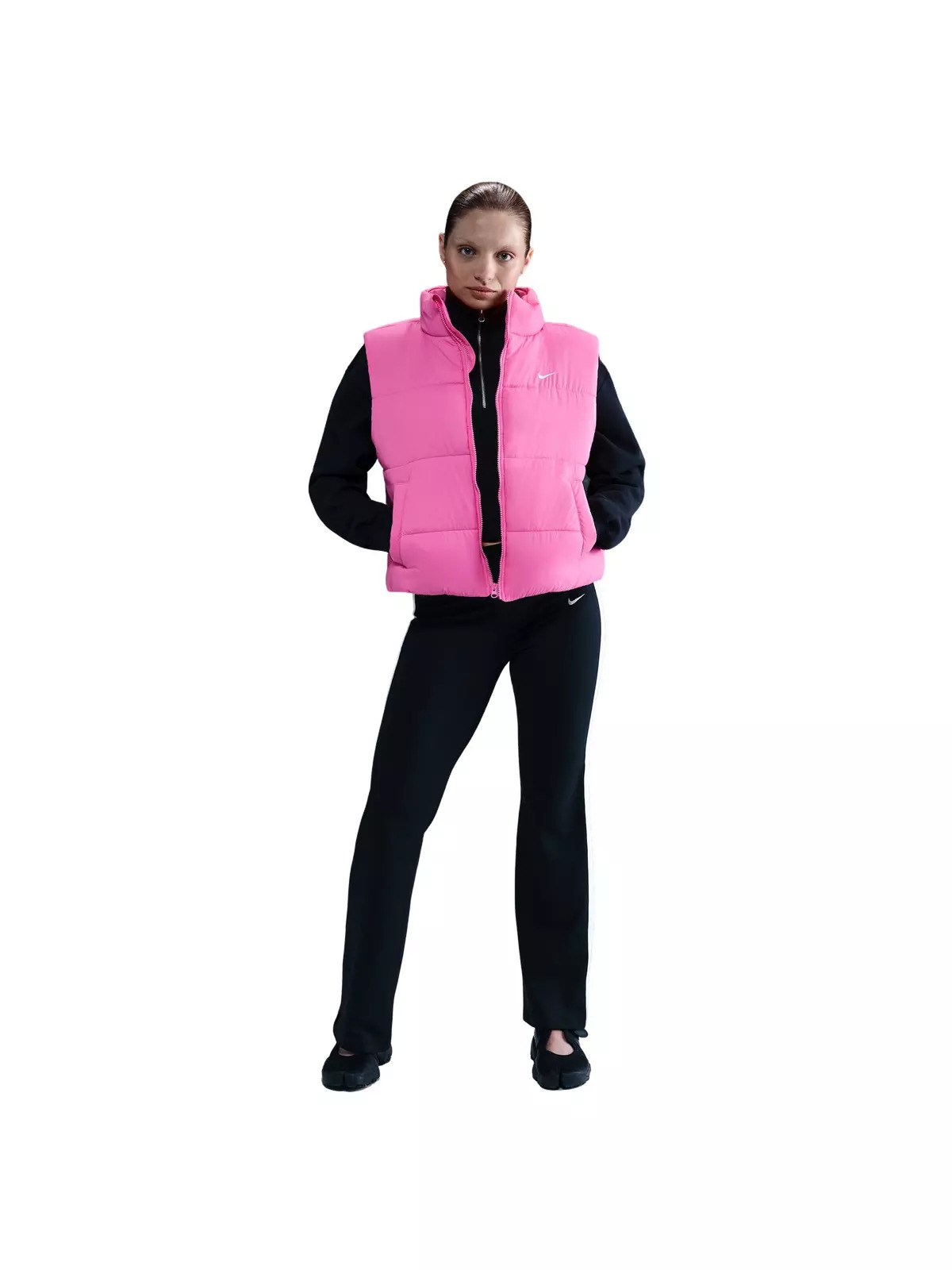 Women's Sportswear Classic Puffer Therma-FIT Loose Vest -Pink/White - 4