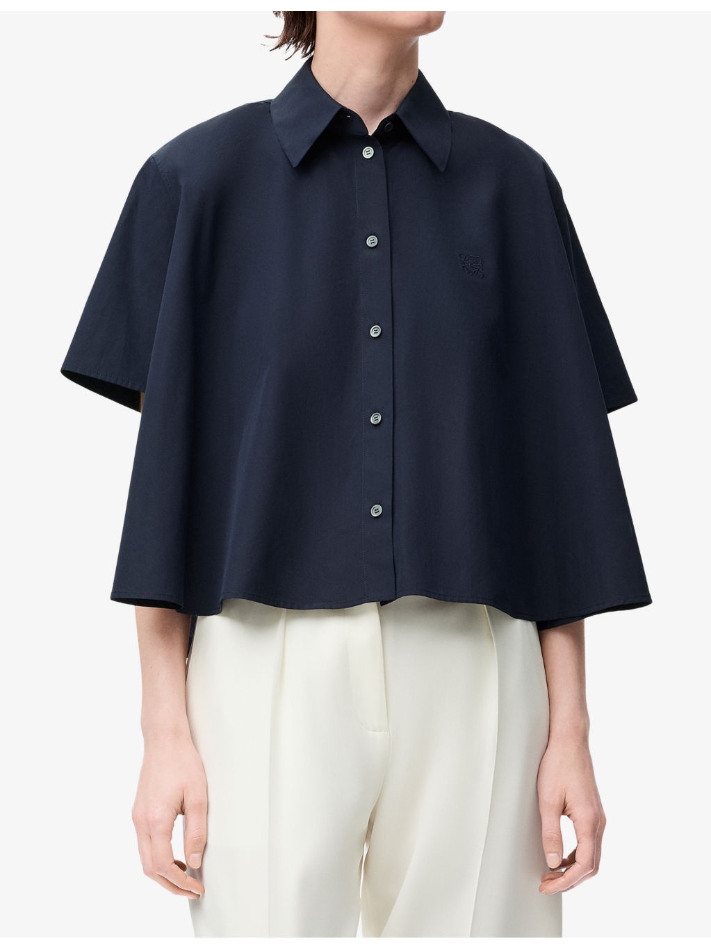 Short-Sleeve Trapeze Cotton Shirt - 3
