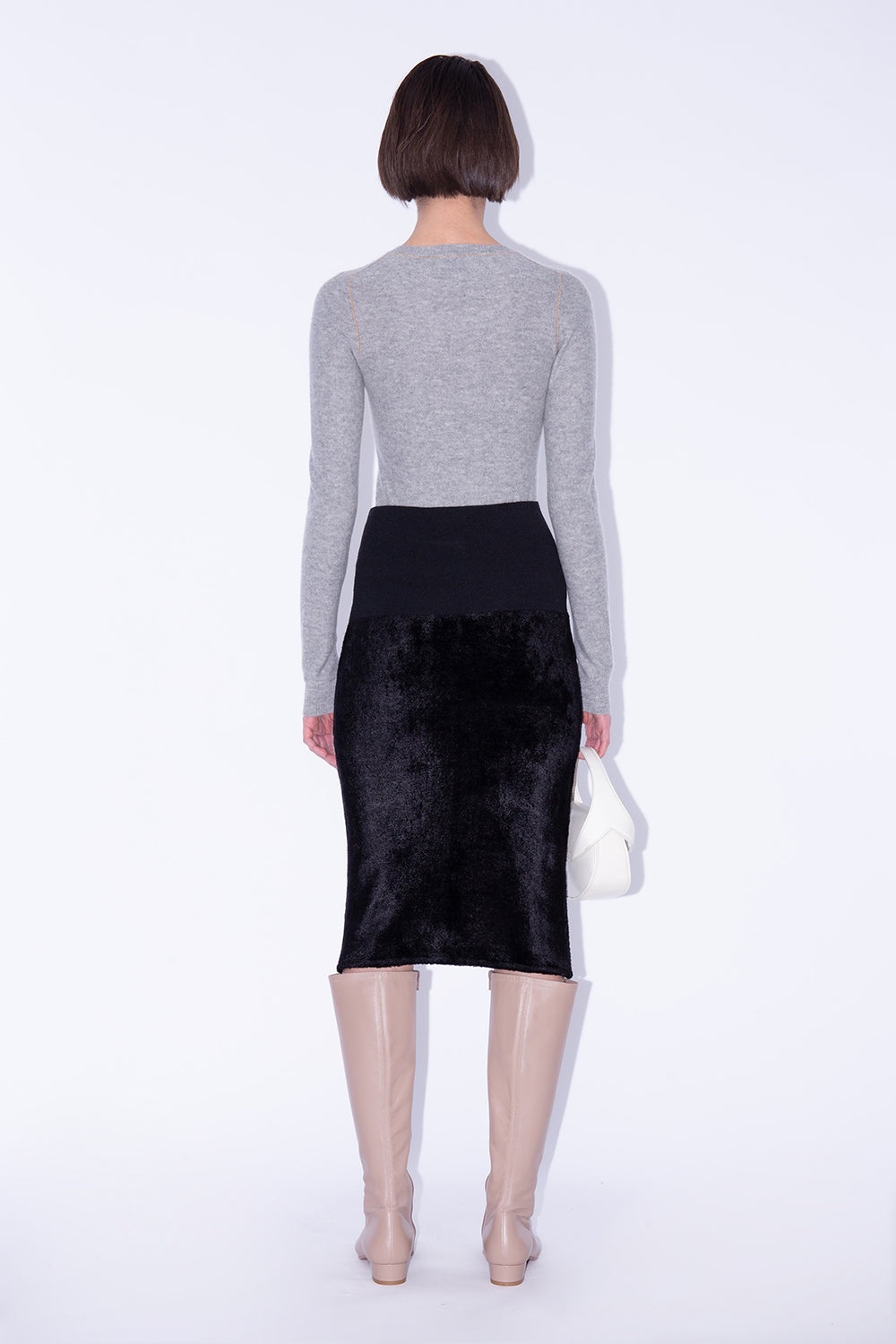 LUCILLE SKIRT BLACK VELVET KNIT - 5