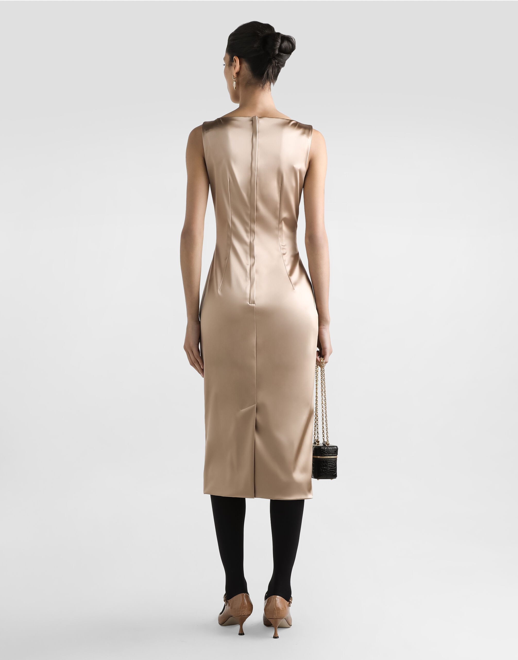 Stretch satin midi dress - 3