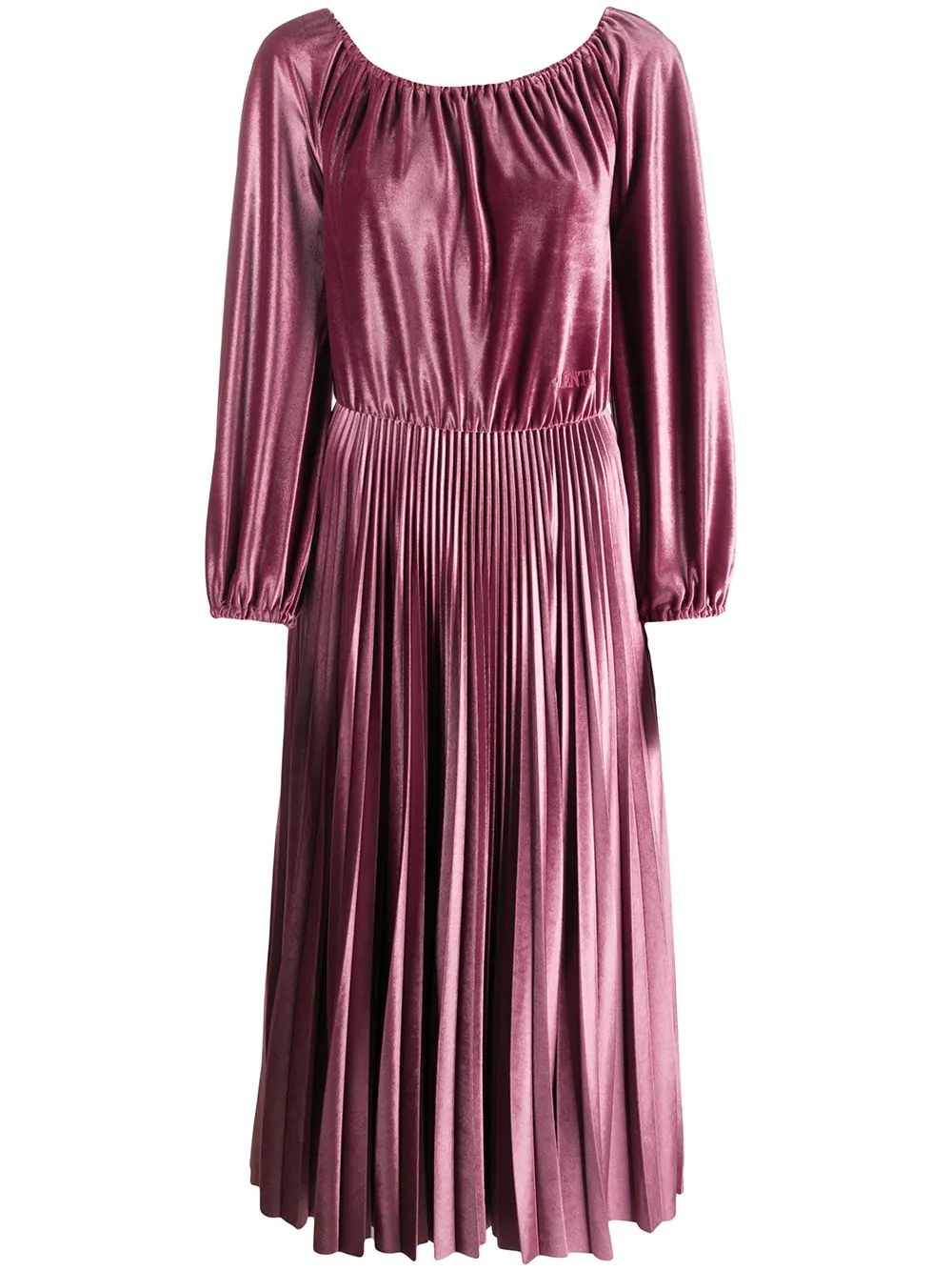 pleated velvet midi dress - 1