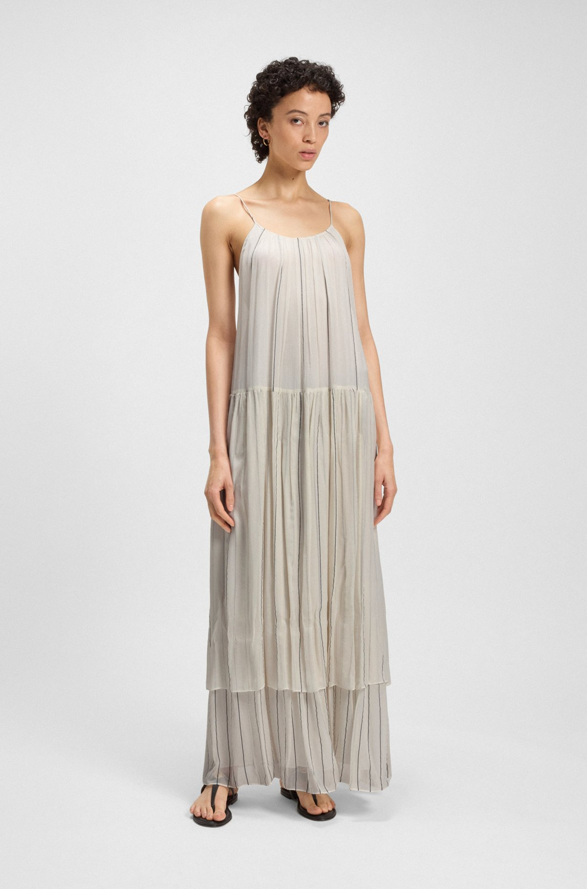 TIERED STRIPED DRESS WITH SILK - 3